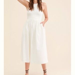 Anthropologie Cream Midi Dress